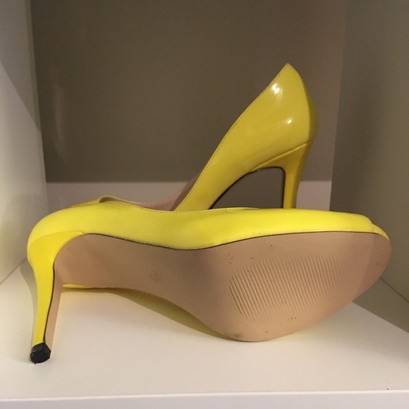 Neon Yellow Peep Toe Heels - Picture 3 of 3